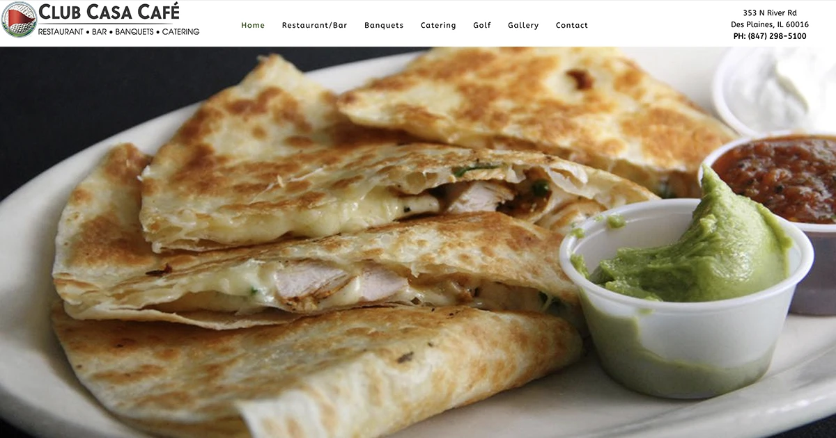 Restaurant Website Design and Food Photography for Club Casa Cafe in Des Plaines