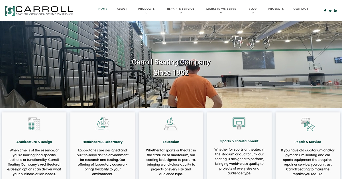 Web Design, Development and Video Production for Carroll Seating Company in Wood Dale, IL