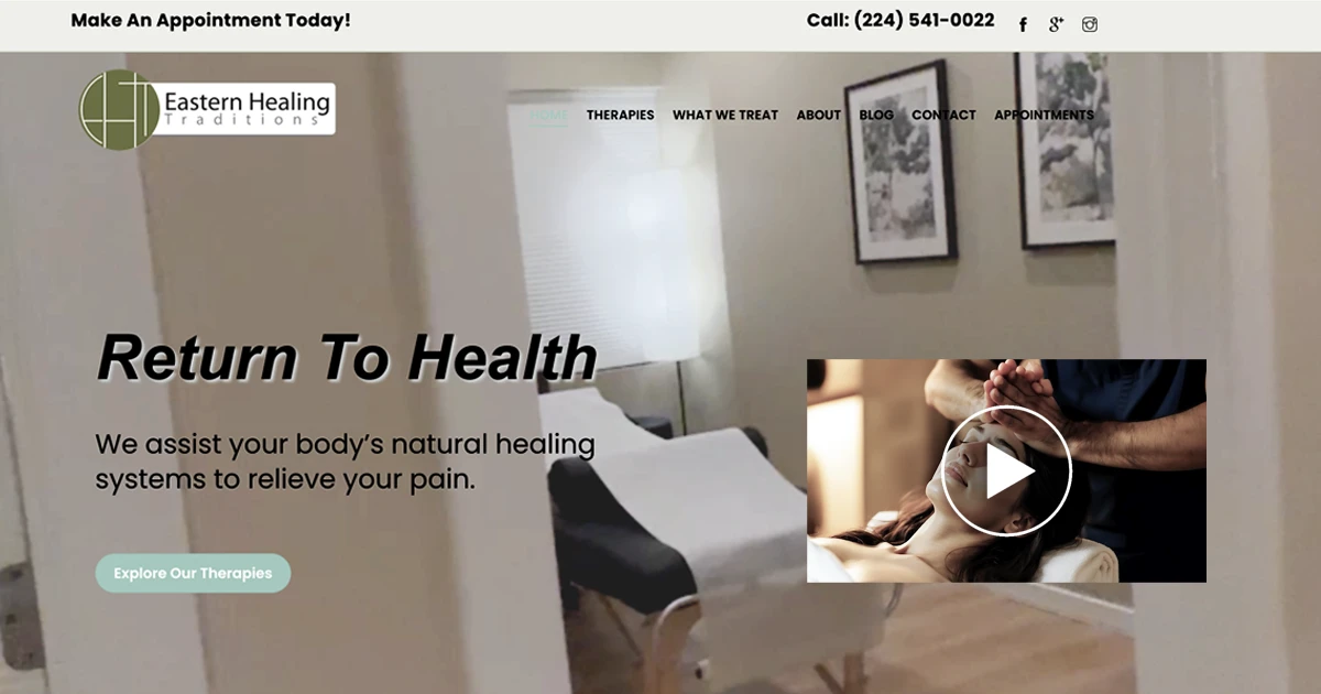 Website Design and Development plus Video Production for Doctor in Grayslake