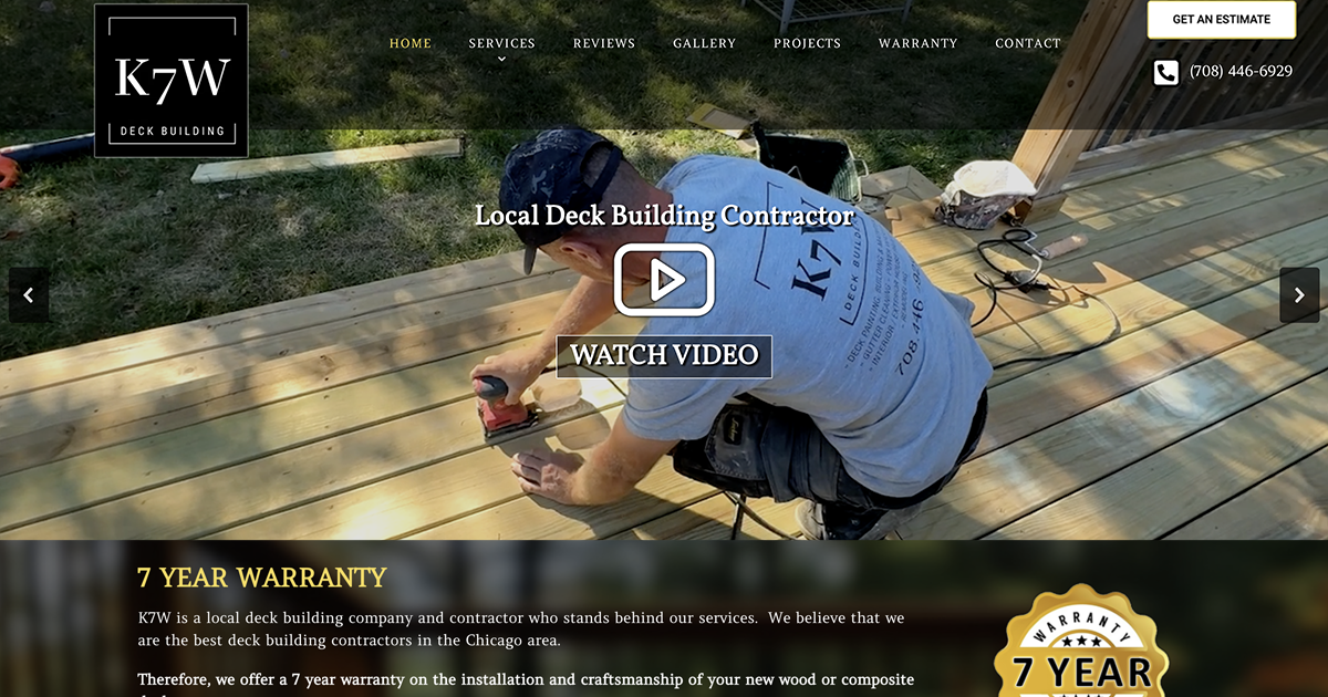 K7W Deck Building | Contractor Website Design & Video Production in Arlington Heights