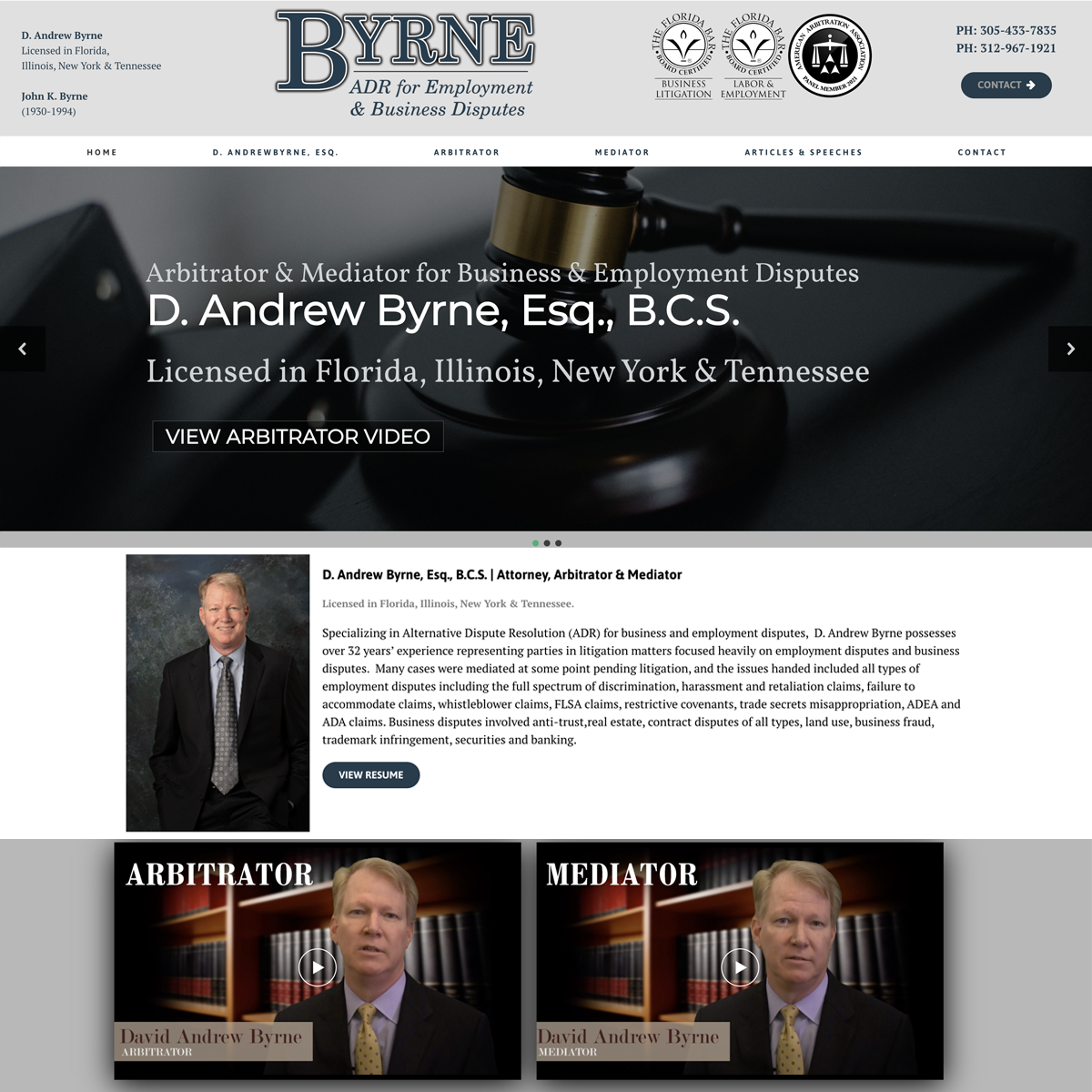 Law Firm Lawyer Attorney Website Design & Development for local Legal Arbitrator & Mediator