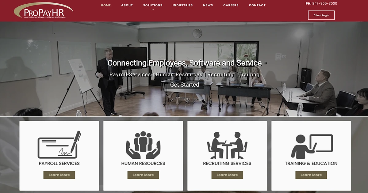 Payroll, Human Resources and Recruiting Company Website Design for ProPayHR in Skokie IL