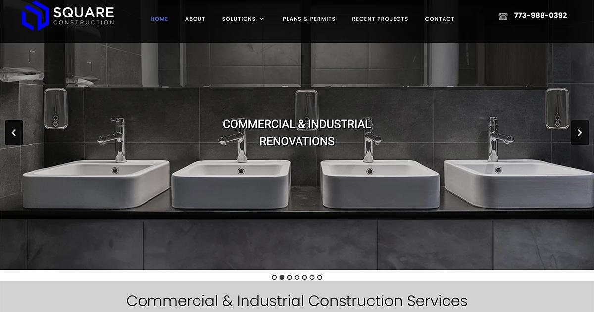 Contractor Web Design for "Square Construction" in Chicago with Before and After Comparison Slider