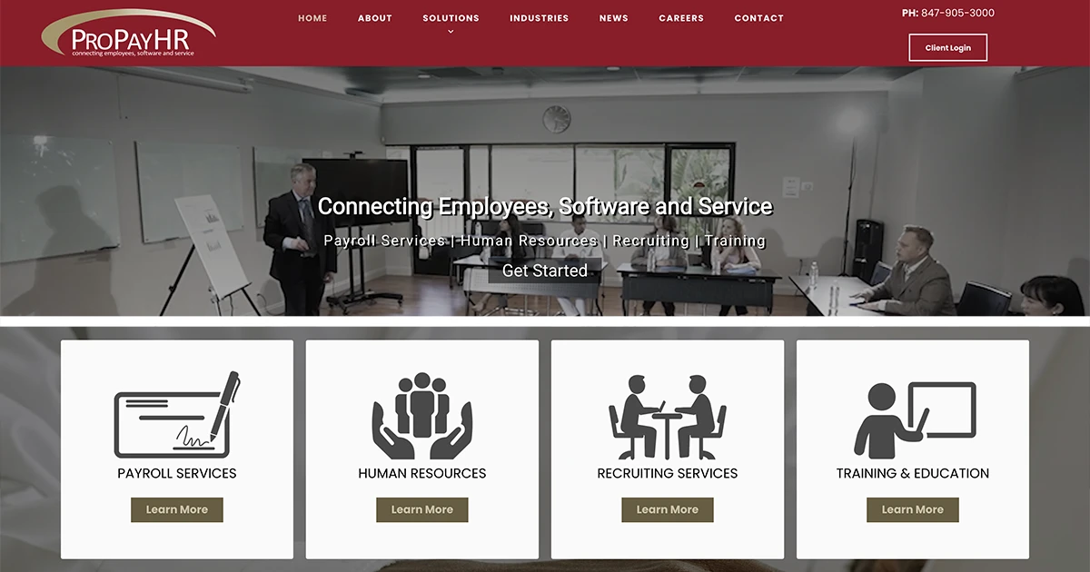 Payroll, Human Resources and Recruiting Company Website Design for ProPayHR in Evanston IL