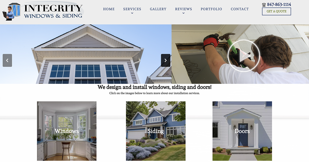 Contractor Web Design and Video Production for Integrity Windows & Siding in Buffalo Grove