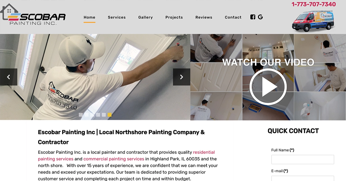Local Web Design for Painting company and contractor in Highland Park, IL