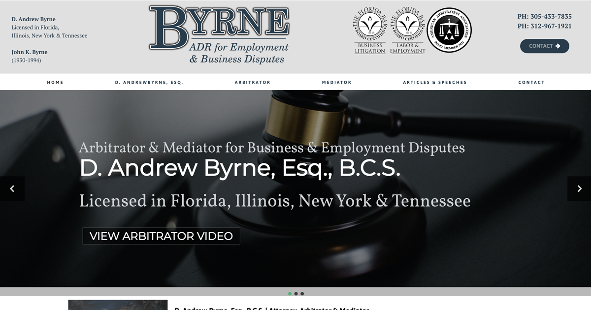 Law Firm Lawyer Attorney Website Design & Development for local Legal Arbitrator & Mediator