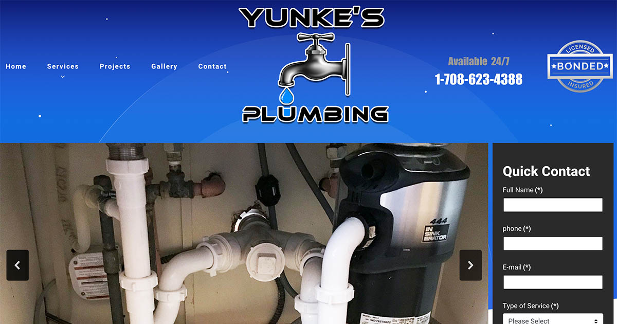 Contractor Web Design for local Plumber in Algonquin with Business Cards