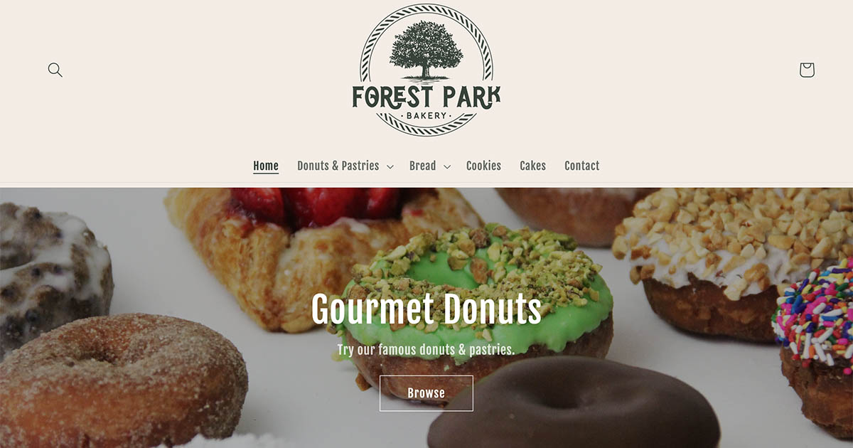 eCommerce Bakery Web Design and Food Photography for Forest Park Bakery