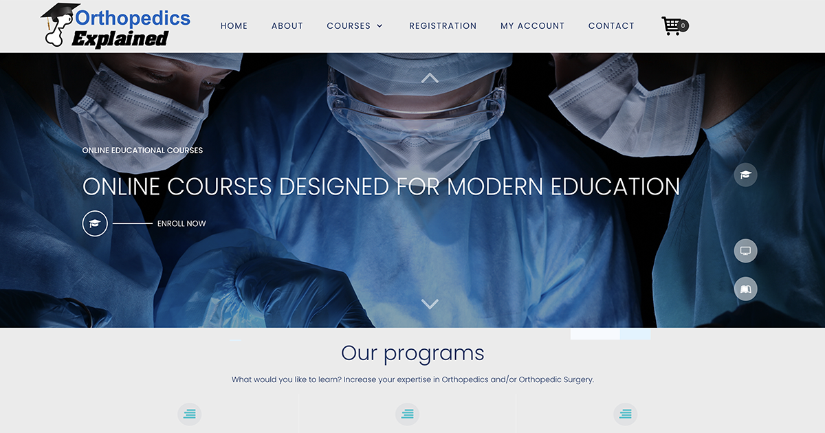 eLearning Online Video Course Web Development | eCommerce for Orthopedic Surgeon in Chicago