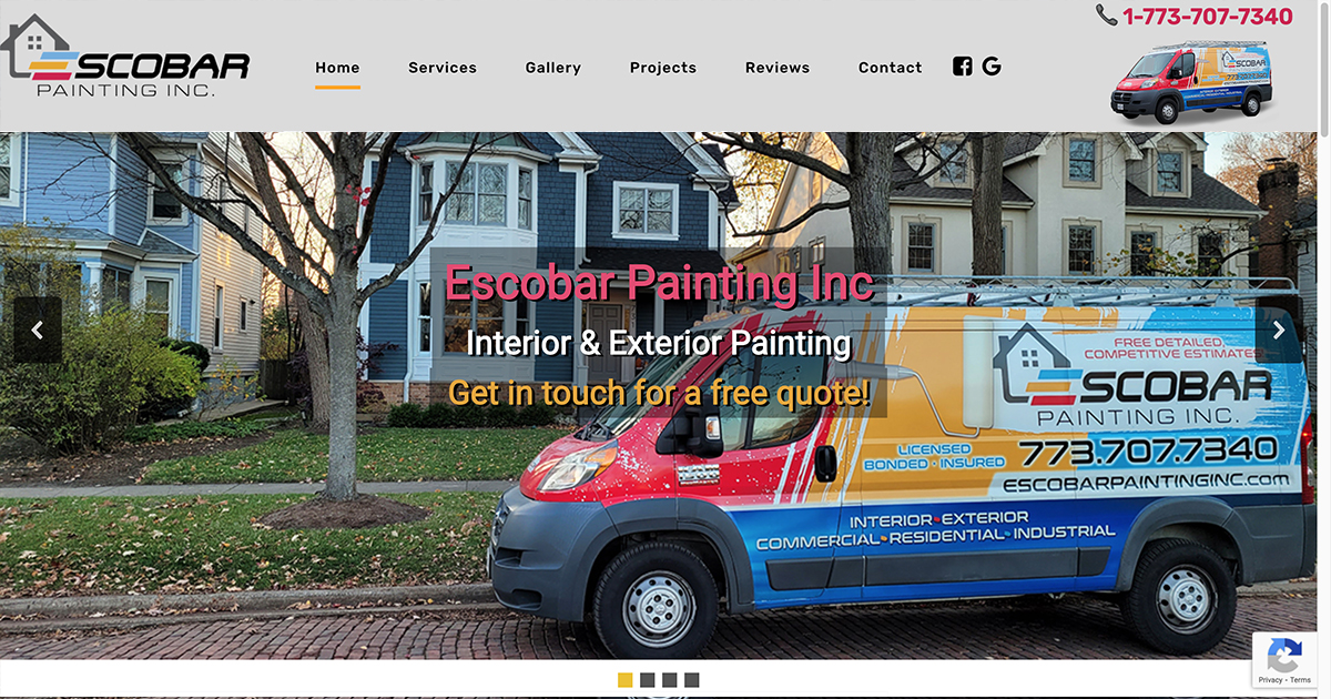 Local Web Design for Painting company and contractor in Glenview, IL