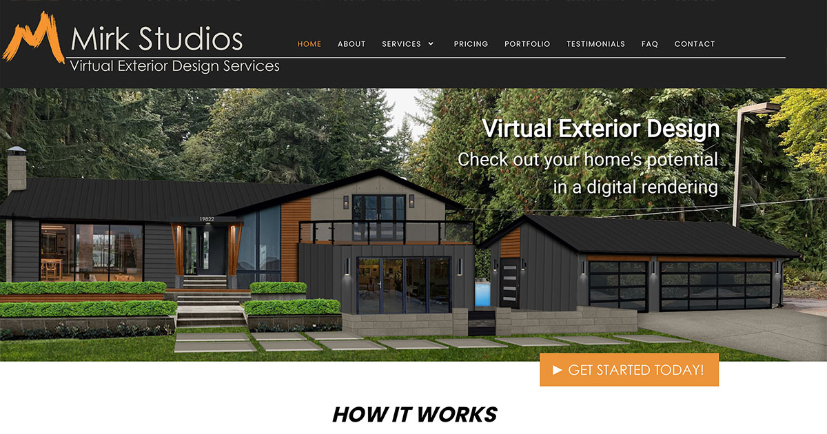Web Design with Before and After Image Slider for Virtual Exterior Designer 