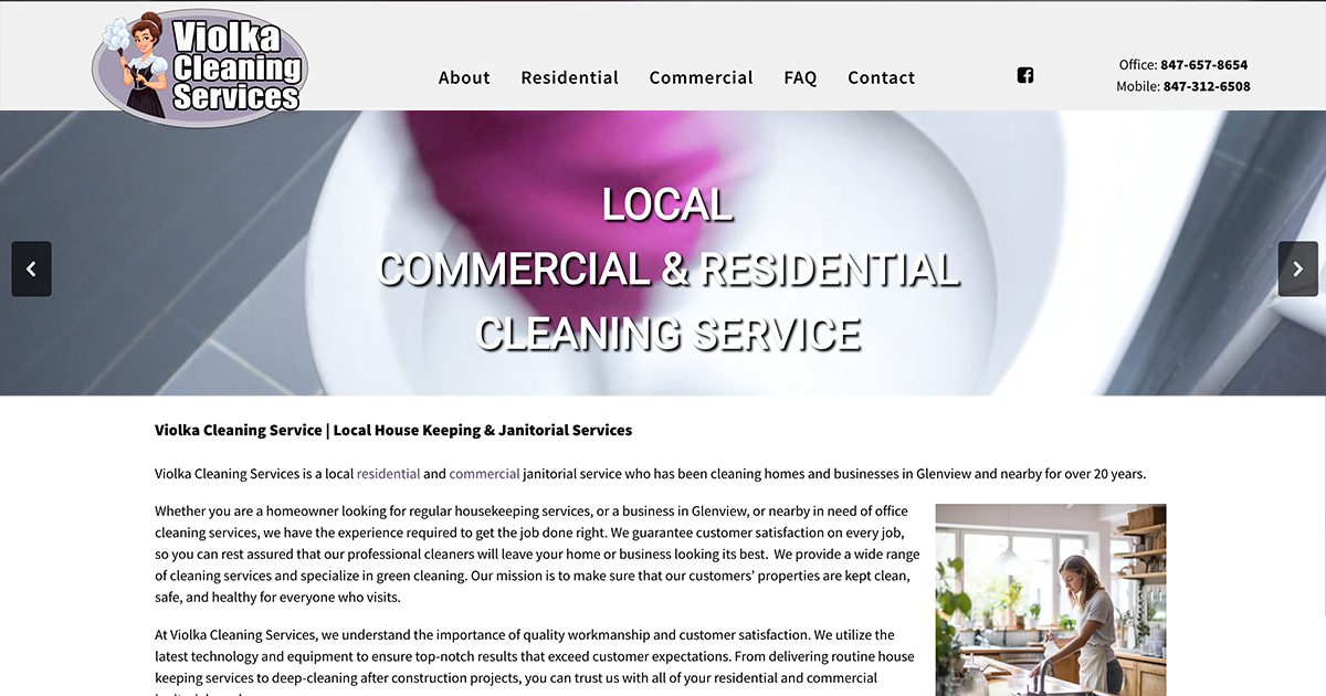 Contractor Web Design and Development in Glenview | Violka Cleaning & Janitorial Services