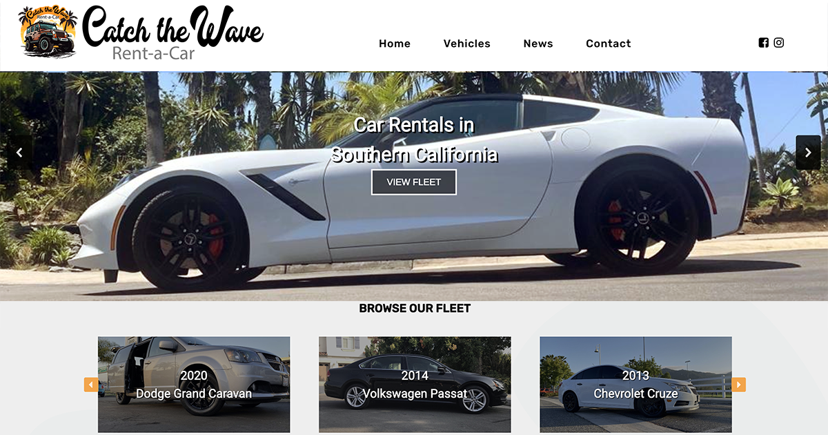 Wordpress Website Design and Logo Creation for Catch the Wave Car Rentals in San Diego