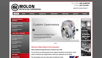 Industrial Web Design for Molon Motors in Arlington Heights